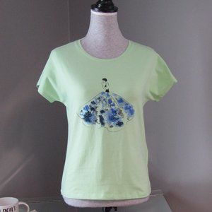 NWT Glenfield Lady Green T-Shirt w/ Rhinestones XS